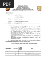 Memorandum: Oriental Mindoro Police Provincial Office