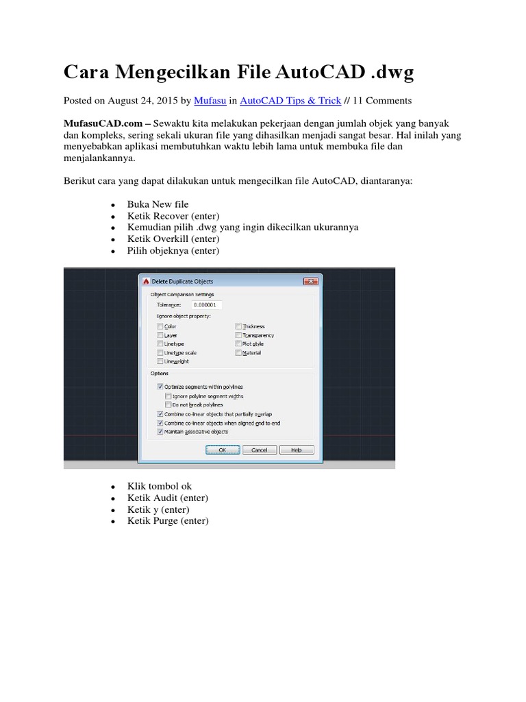 Cara Efektif Mengecilkan File AutoCAD | PDF