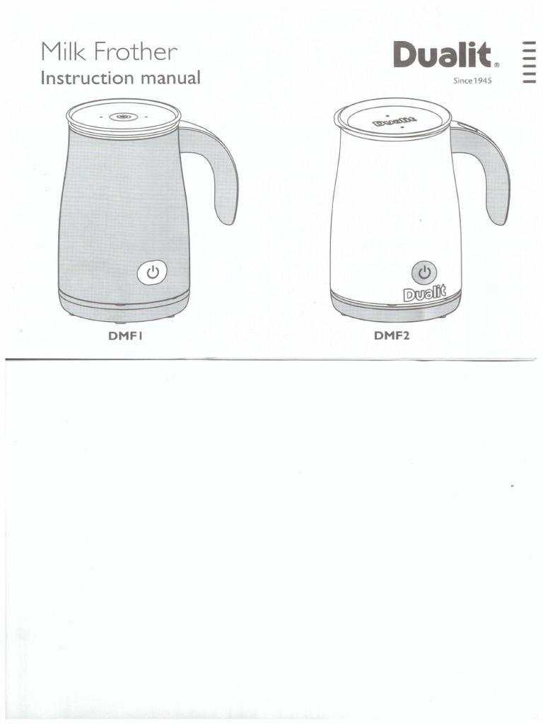 Dualit Milk Frother Instruction Manual DMF1 and DMF2 PDF Domestic