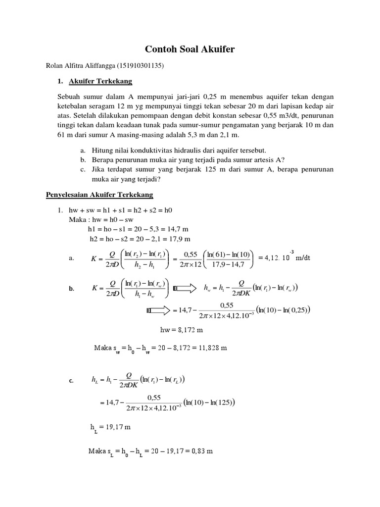 Contoh Soal Akuifer