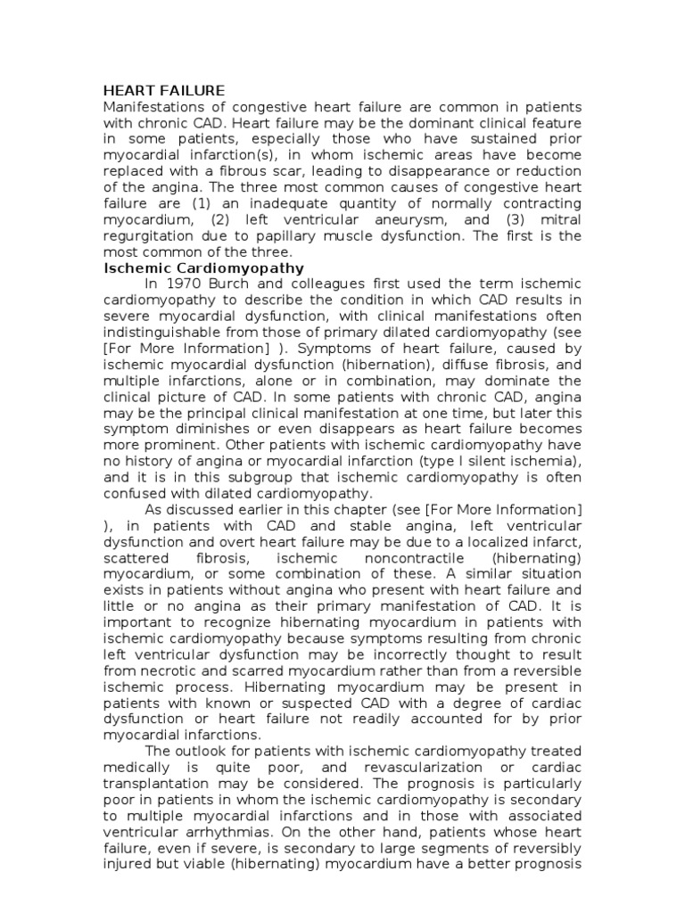 Ischemic Cardiomyopathy and Heart Failure | PDF | Myocardial Infarction ...
