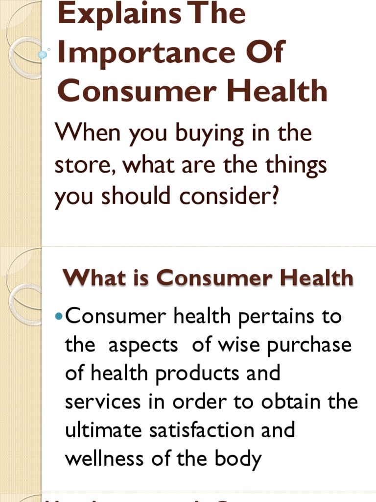 Importance of Consumer Health Education | PDF