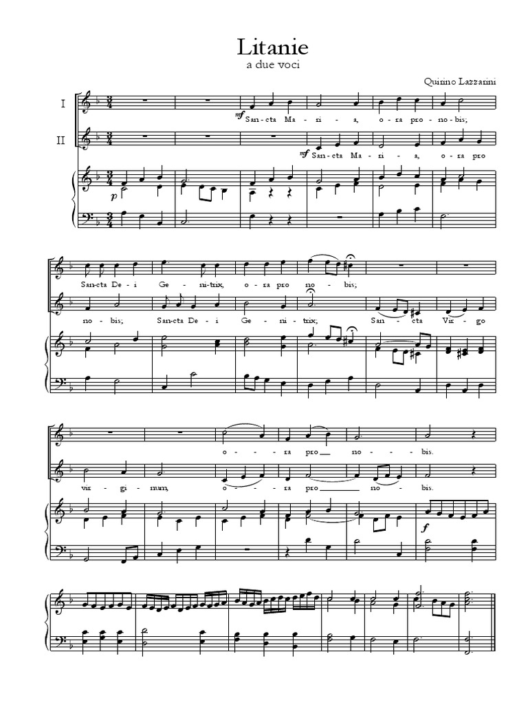 Litanie Lauretane In Latino Testo Litanie Lauretane (a Due Voci)