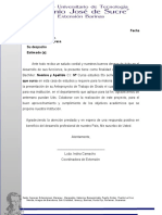 Ejemplo de La Carta para La Empresa