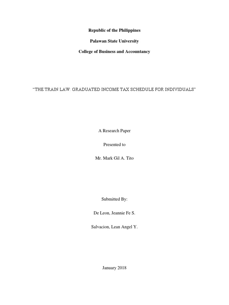 Stu!   dy Of The New Income Tax Schedule Of The Train Law Tax - 