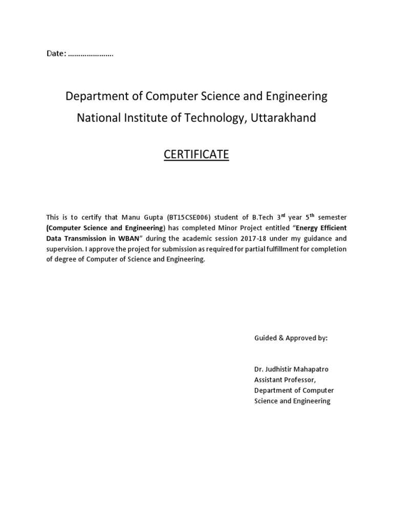 Department of Computer Science and Engineering National Institute of ...