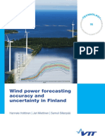 Wind Power Forecasting Accuracy and Uncertainty in Finland