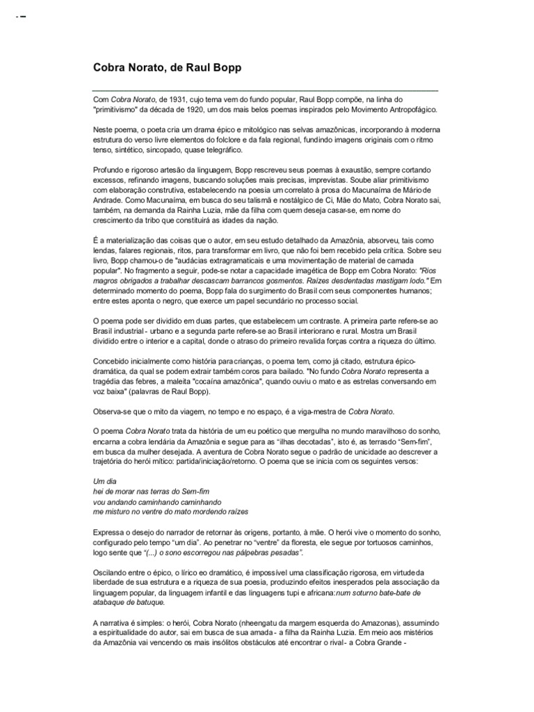 Cobra Norato: Análise e Contexto | PDF