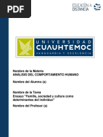 Ensayo Familia, Sociedad y Cultura Como Determinantes Del Individuo
