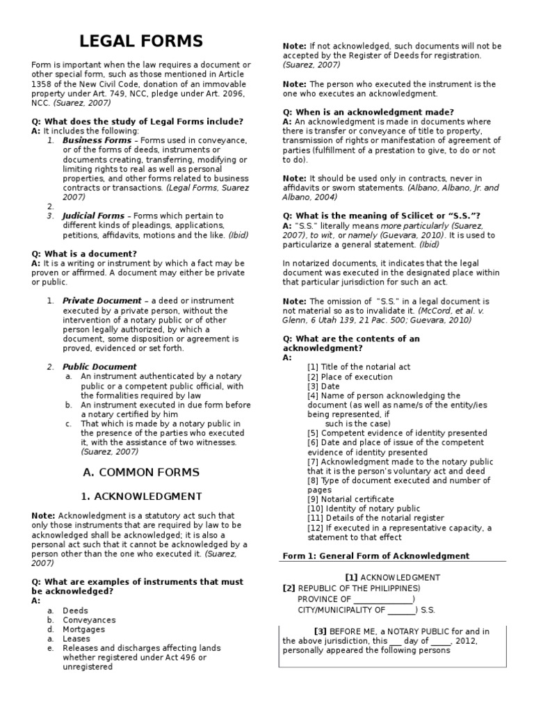 Legal Forms Reviewer PDF Notary Public Affidavit