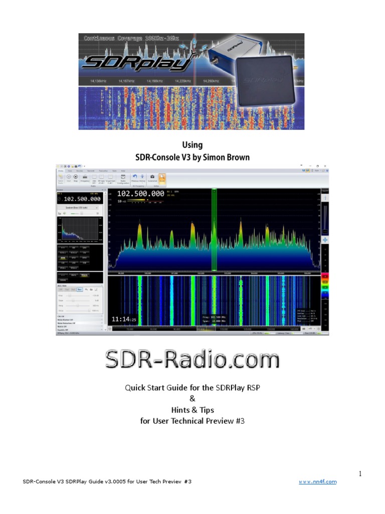 SDR Console V3 SDRPlay RSP QuickGuideTips | High Frequency ...