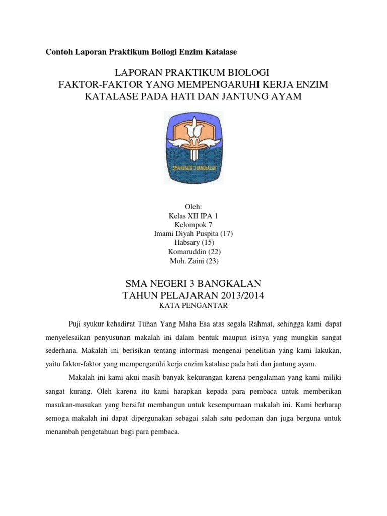 Laporan Praktikum Enzim Katalase Pada Hati Ayam Seputar