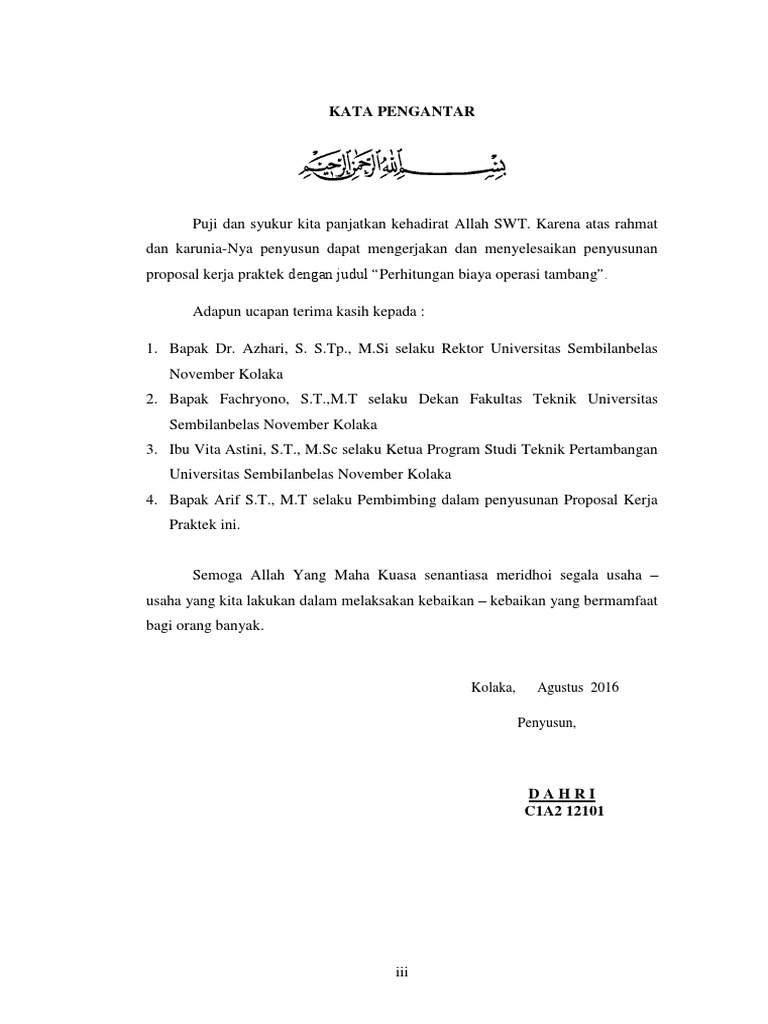 Kata Pengantar Proposal  PDF