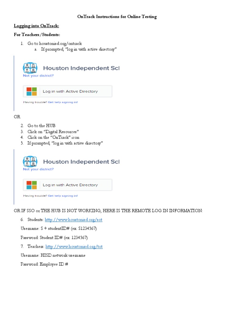 OnTrack Online Testing Instructions | PDF | Image Scanner | Educational ...