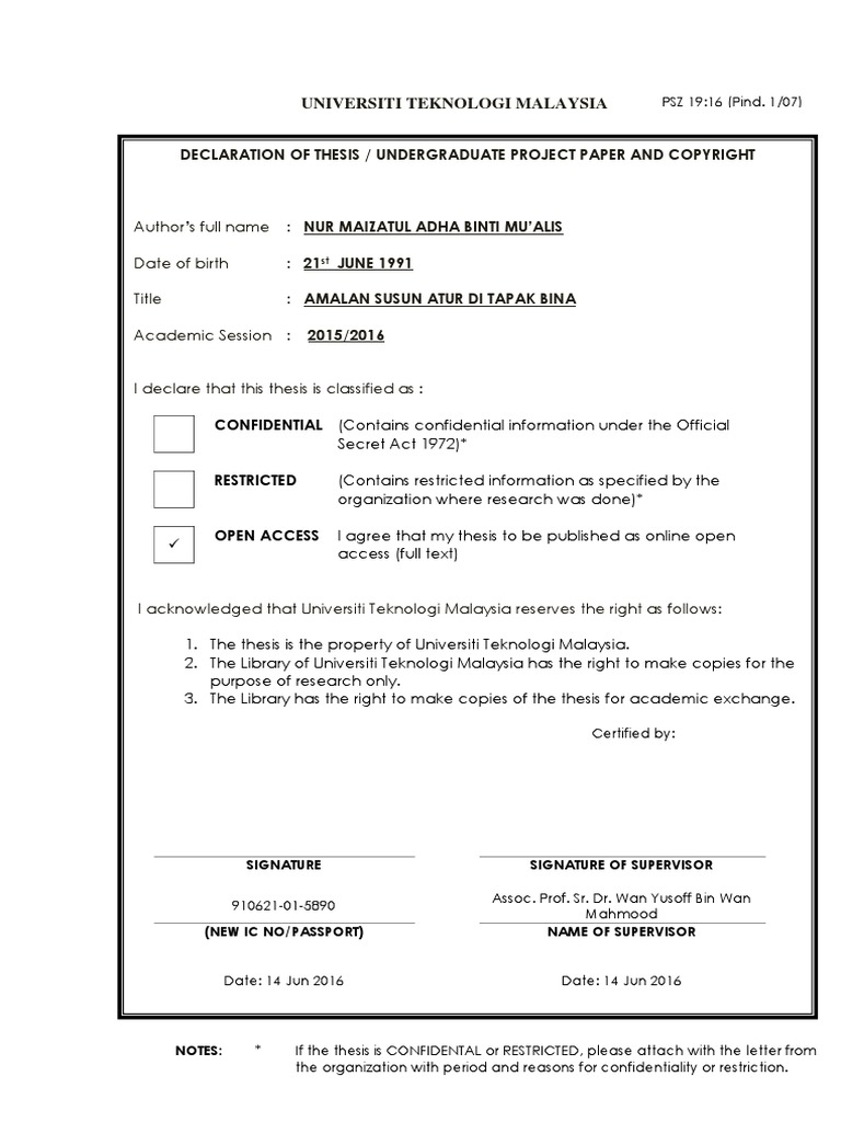 Thesis Susun Atur Tapak Bina Nur Maizatul Adha Pdf Inquiry Science