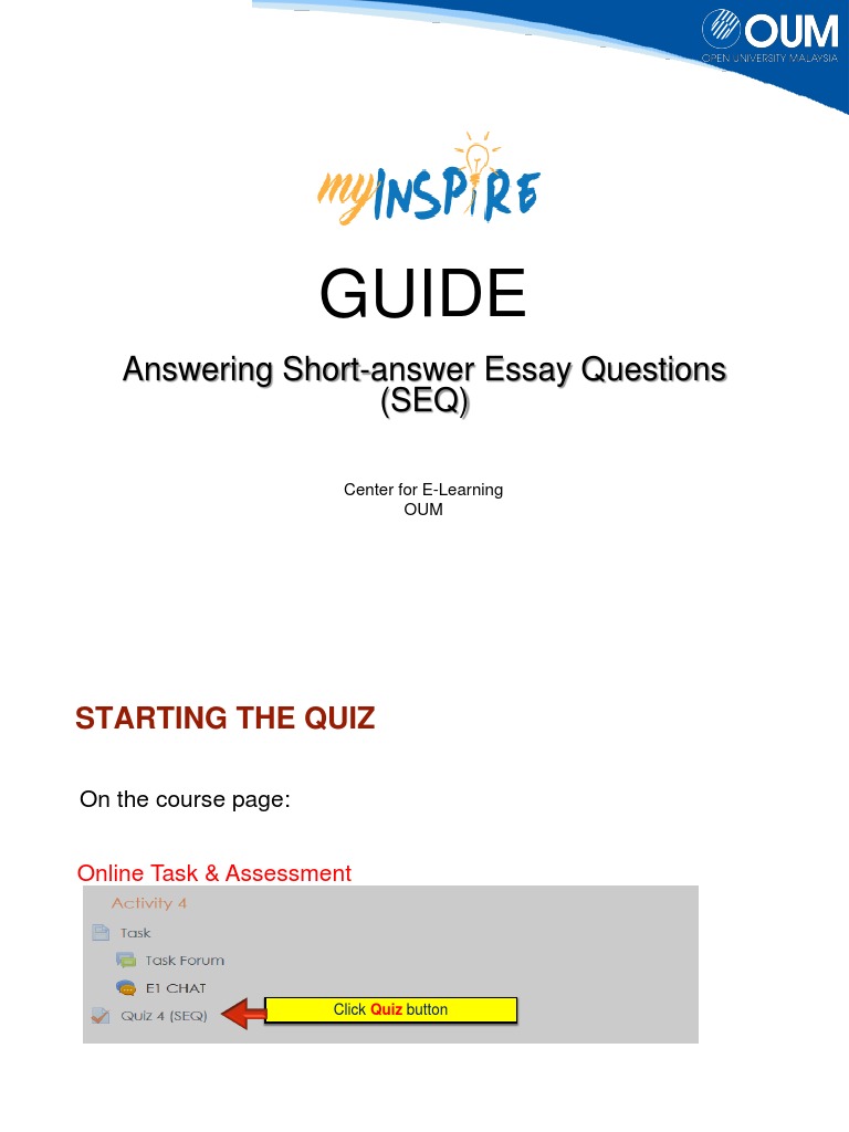 SEQ Quiz Instructions and Guidelines | PDF | Test (Assessment ...