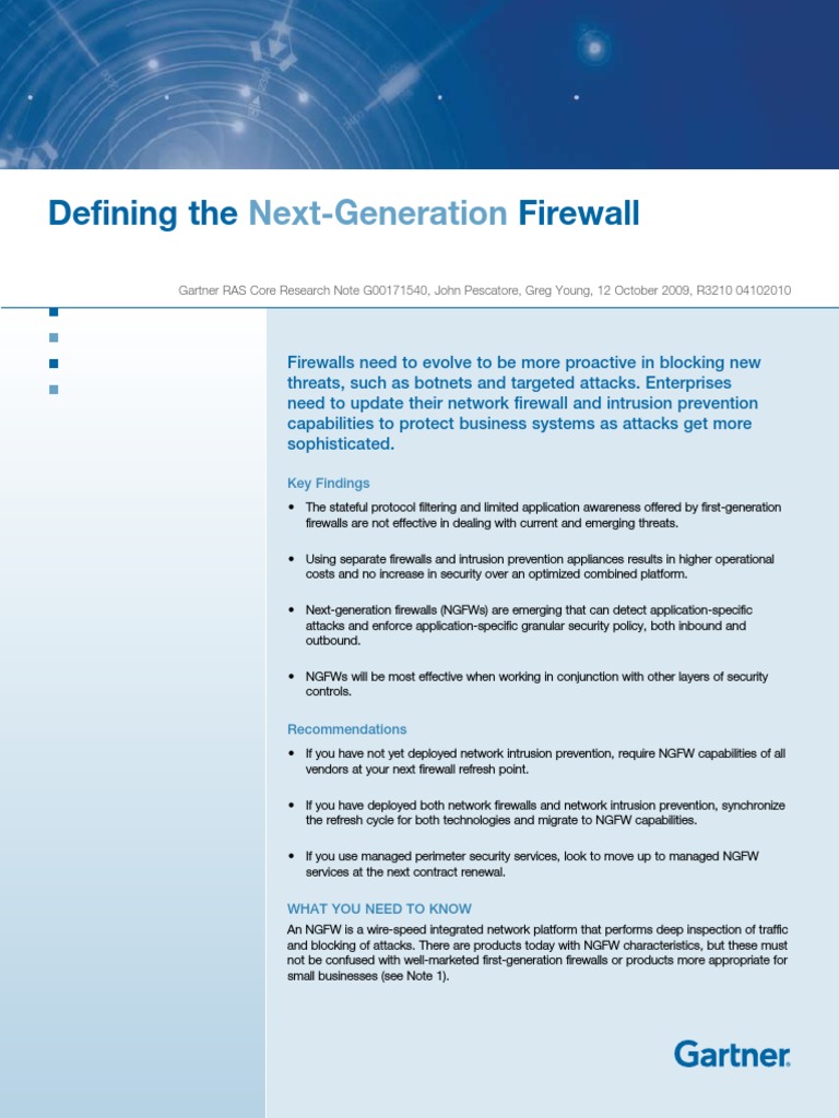Gartner NGFW Research Note PDF Firewall Port Networking)