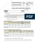 Chestionar de Evaluare A Satisfacţiei Studenţilor: Procedura Operațională Cod: PO. 21