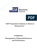 "ABP Postgraduate Diploma in Business Management": Assignment: Management of Financial Resources and Performance