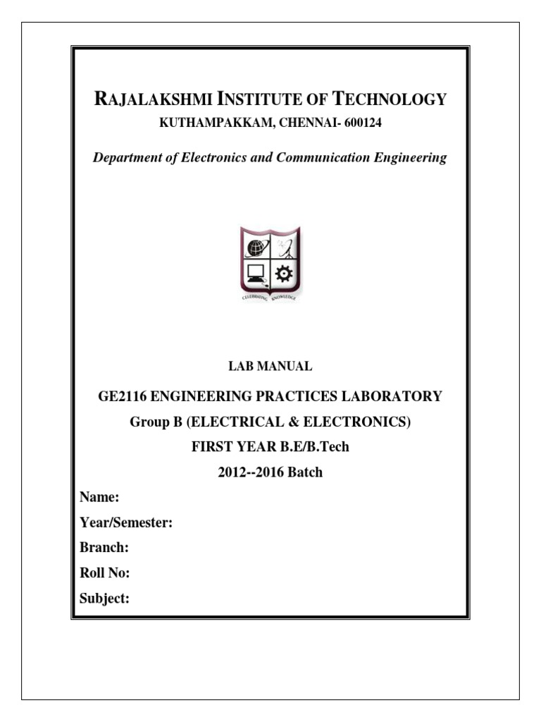 Engineering Practice Lab Manual Electrical and Electronics PDF