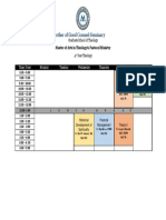 Schedule of Class Ma T and Pastoral Ministry