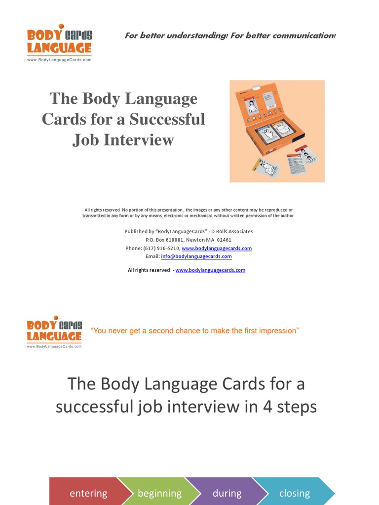 Successful Job Interview With The Body Language Cards - Example | PDF ...