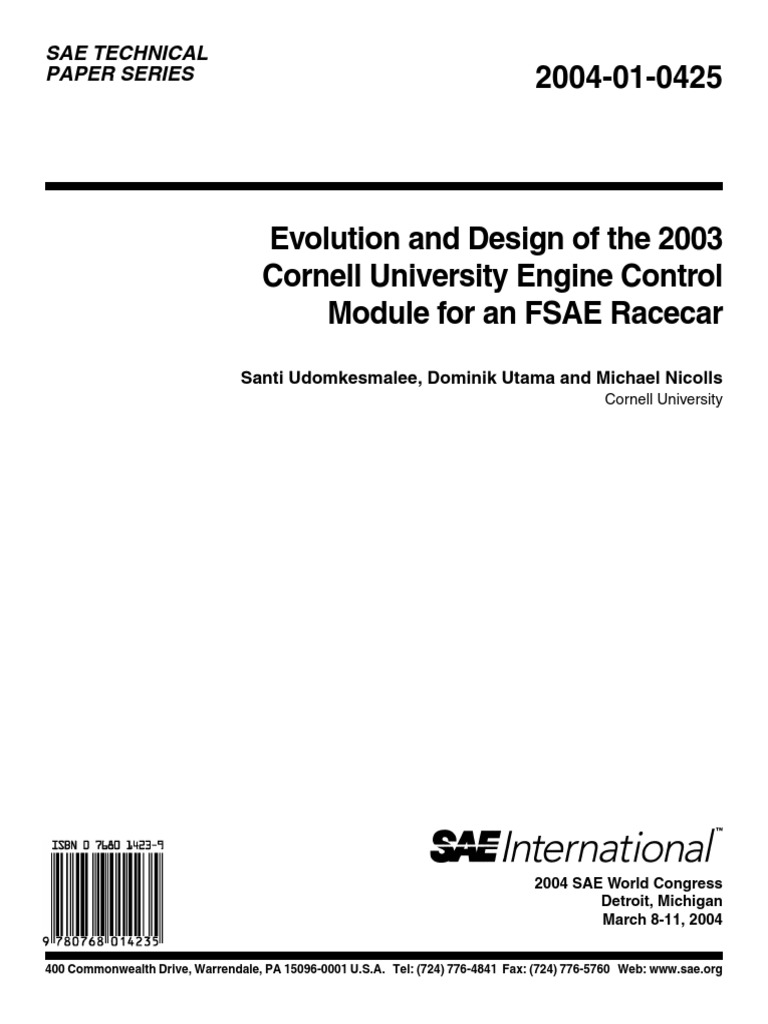 2004-01-0425 - Evolution and Design of The 2003 Cornell University ...