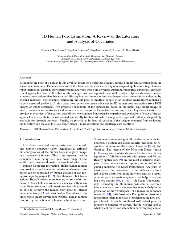 3D Human Pose Estimation Review | PDF | Deep Learning | Computer Vision