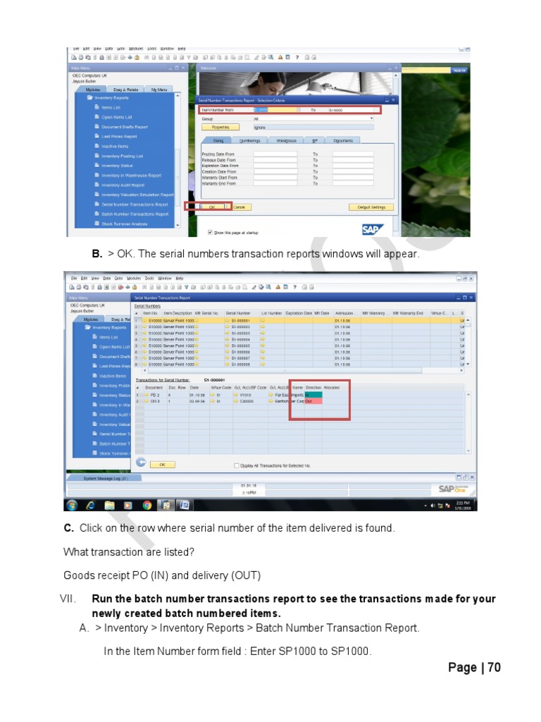 Serial Number Transaction Reports Guide | PDF | Finance & Money Management