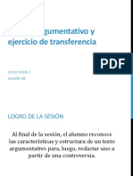 4B - El Texto Argumentativo y Ejercicio de Transferencia - 2018-1