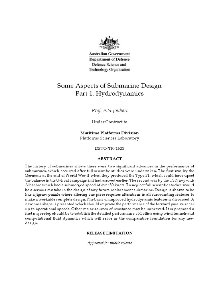 Submarine Design Pdf Submarines Drag Physics