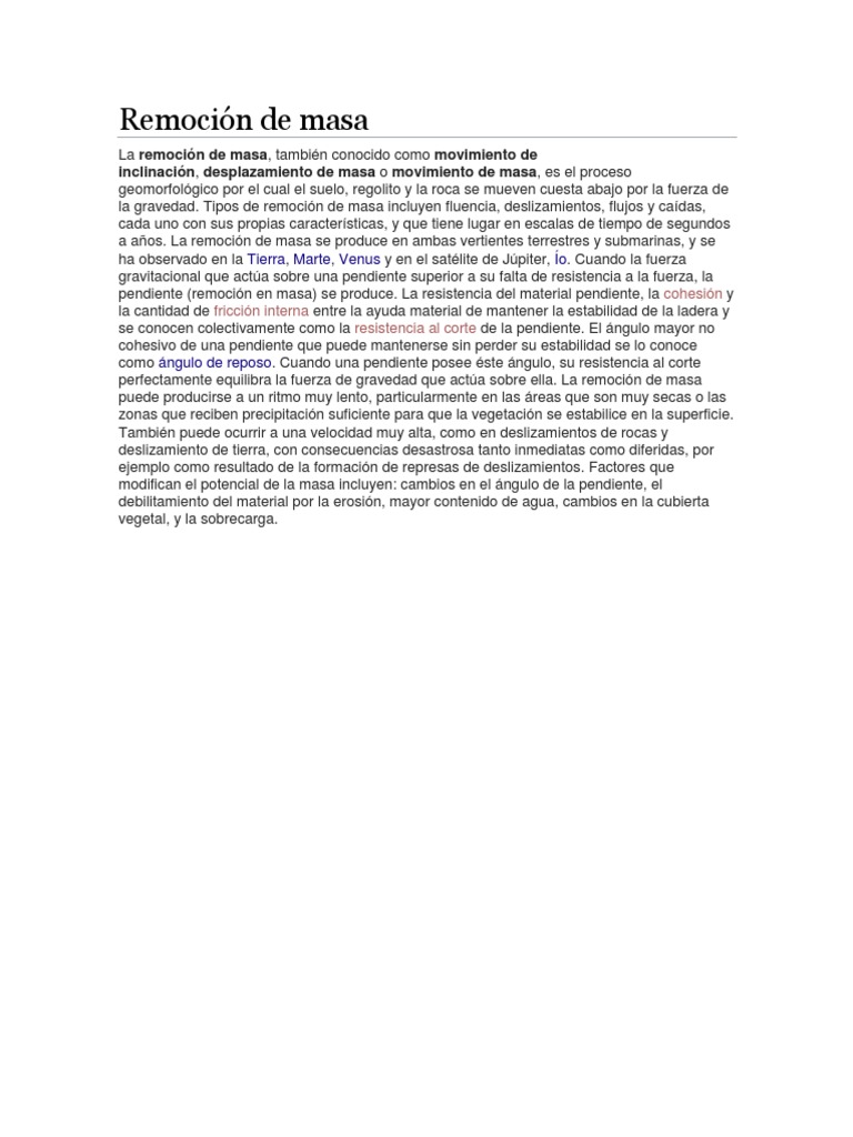 Remoción de Masa | PDF