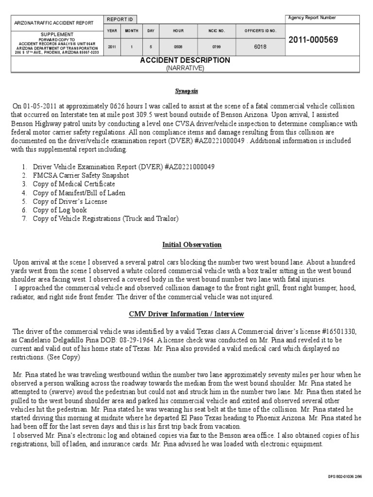 Arizona Fatal Truck Accident Report | PDF | Traffic Collision | Road Safety
