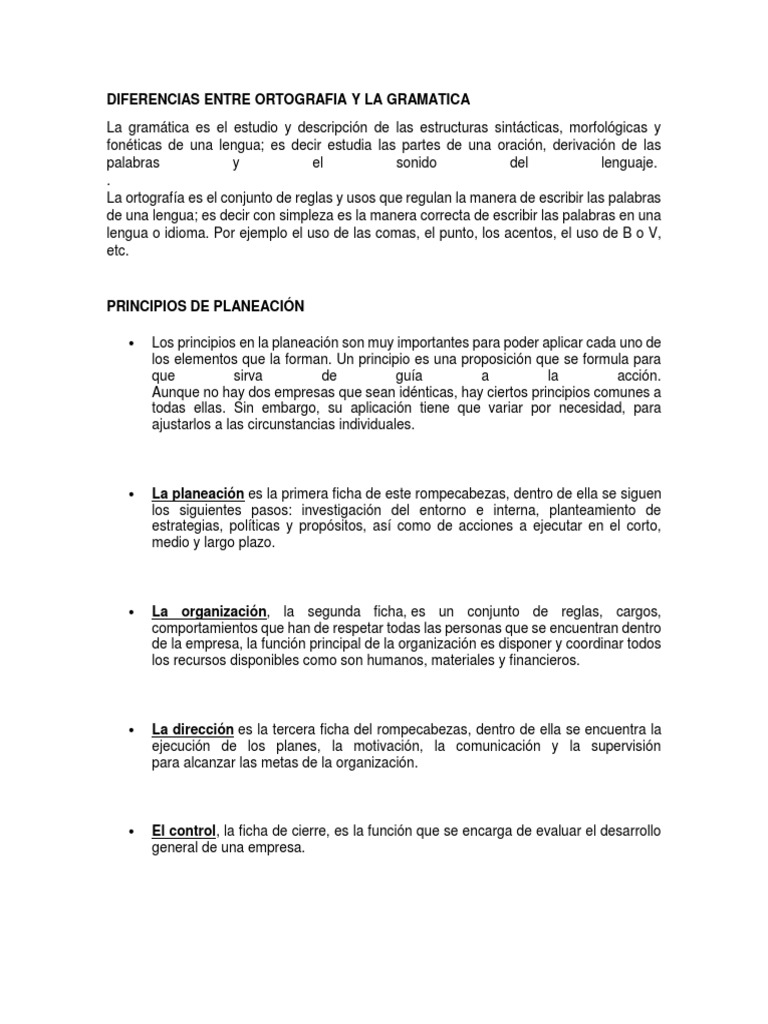 Diferencias Entre Ortografia y La Gramatica | PDF | Crecimiento ...