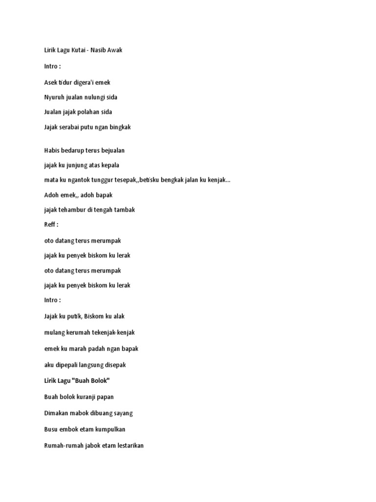 Lirik Lagu Kutai Pdf