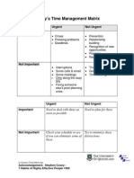 Time Management Matrix Covey