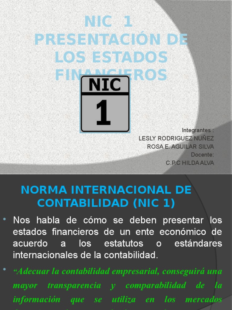 Presentación De Estados Financieros Nic 1 Pdf Normas 