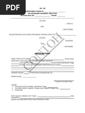 Borang 140 Notis Rayuan Contoh Pdf
