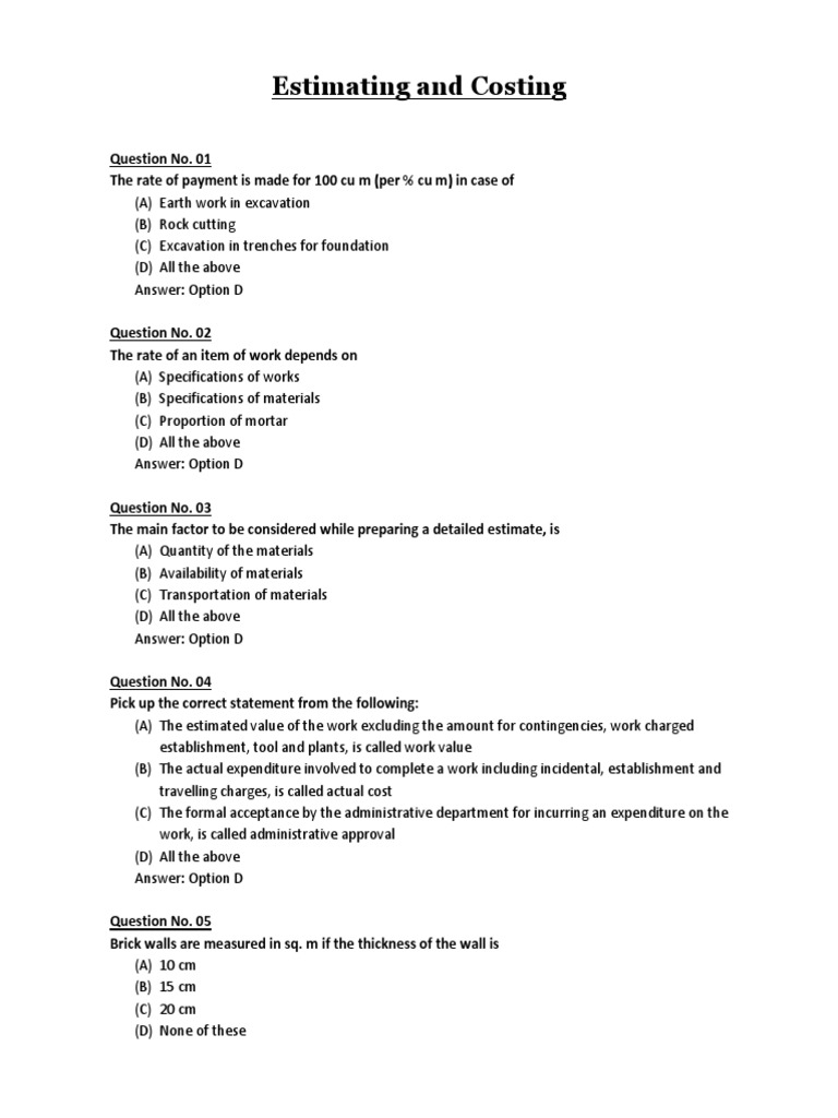 Construction Estimating Guide | PDF | Brick | Concrete