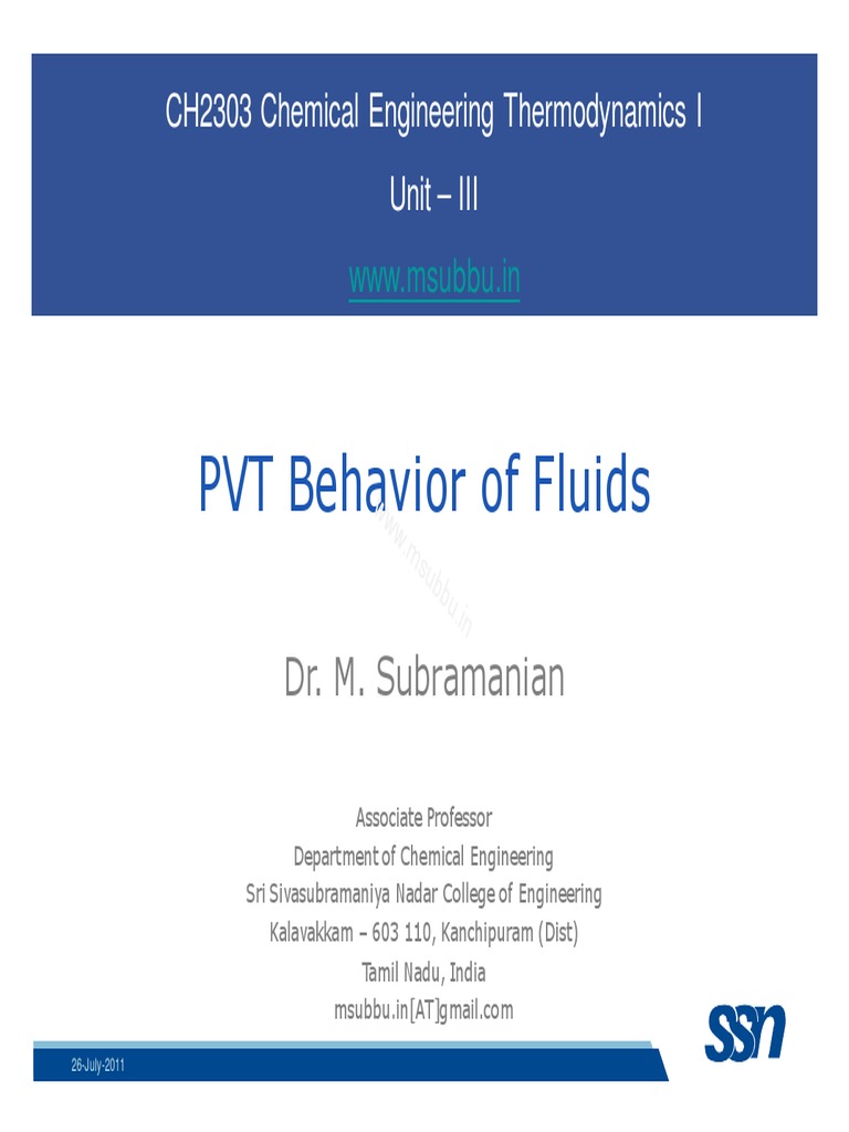 PVT Behavior and Van der Waals Equation | PDF | Intermolecular Force ...