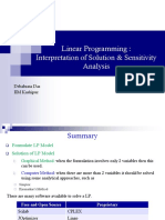 Linear Programming: Interpretation of Solution & Sensitivity Analysis