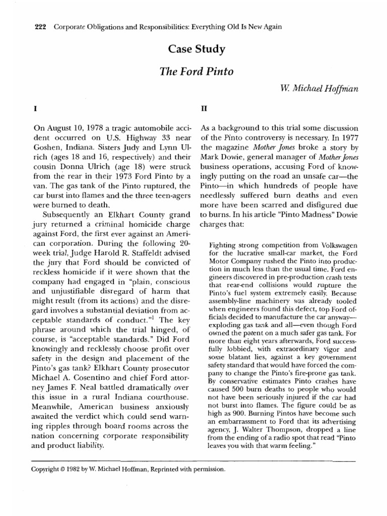 Case - Ford Pinto PDF | PDF