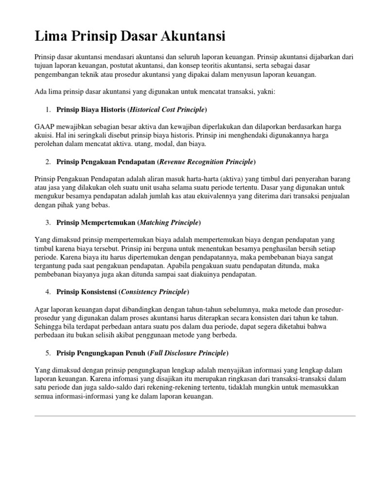 Asumsi Prinsip Dan Konsep Dasar Akuntansi