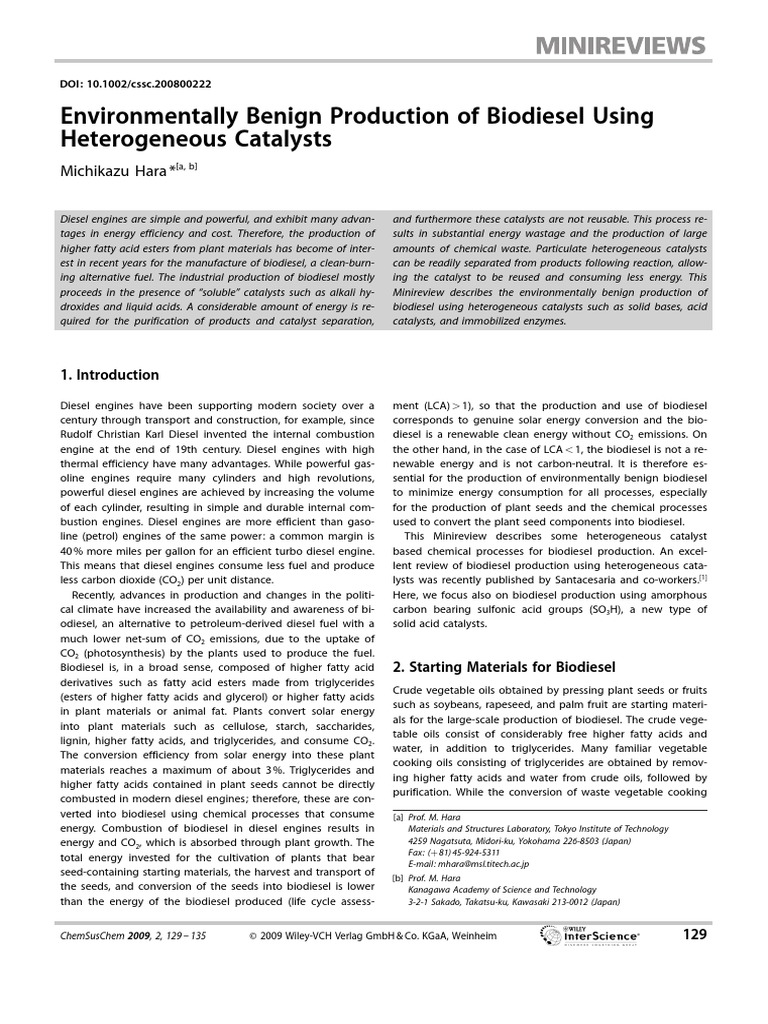 He T Cat 4 Biodiesel 2009 | PDF | Catalysis | Biodiesel