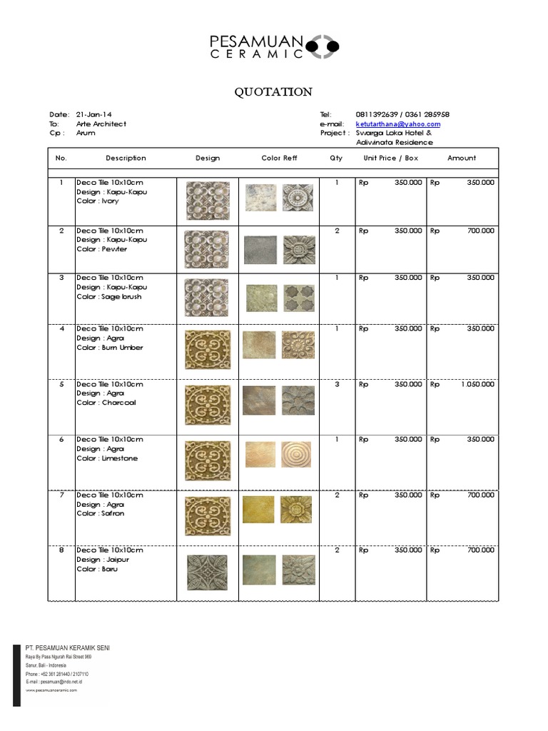 Swarga Loka Hotel Tile Quotation | PDF | Nature