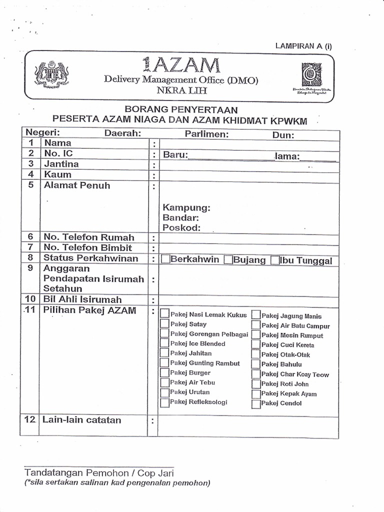 borang 1azam niaga