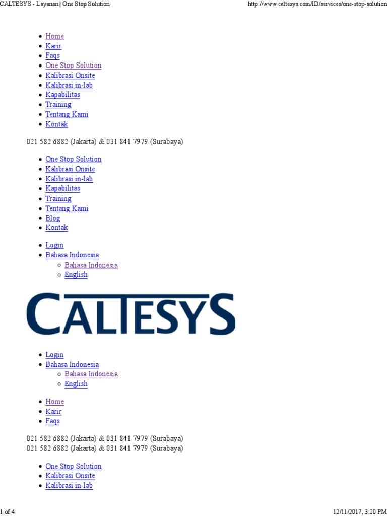 Caltesys Layanan One Stop Solution Pdf