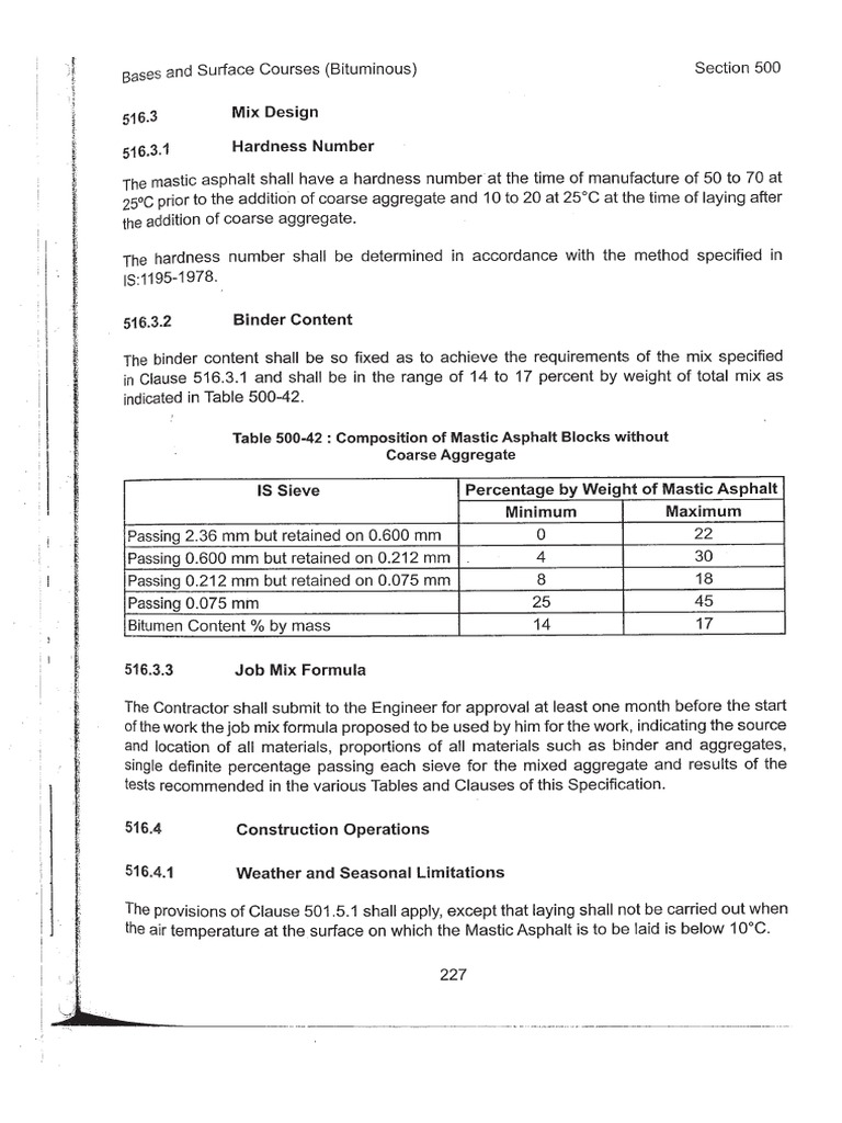 MORTH Specifications For Road Bridge Mastic Asphalt Works 5th Revision ...
