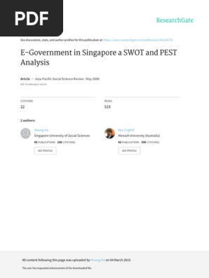 E Government In Singapore A Swot And Pest Analysis E Government Singapore