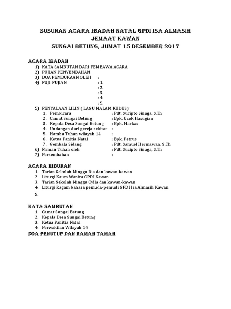 Dota 2 List: Susunan Acara Ibadah Natal
